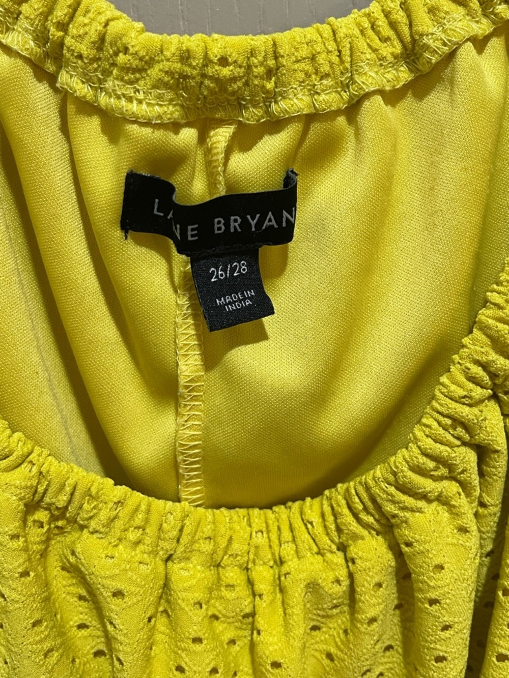 NWOT- Lane Bryant- Eyelet Scoop Neck Women’s Top in Yellow/Lime color size 26/28 - Picture 2 of 2